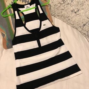 Ladies Lacoste Striped Button Up Tank